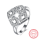 Moda rombo 925 de plata esterlina anillos de dedo de circonio cúbico RJEW-BB16671-7-8