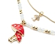 2Pcs 2 Style Alloy Enamel Mushroom Pendant Necklaces Set NJEW-JN04095-4