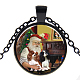 Christmas Theme Glass Pendant Necklaces NJEW-J056-B988-B-1