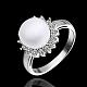 Brass Round Imitation Pearl Finger Rings For Party RJEW-BB10289-8-2