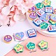25Pcs Assorted smiling face Star Heart Slime Opaque Resin Cabochon Flatback Scrapbooking Embellishment with Smile Love Miss Luck Words Epoxy Slime Cabochon for DIY Crafts Scrapbooking Phone Case Decor JX283A-2