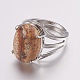 Natural Picture Jasper Wide Band Finger Rings RJEW-K224-A07-1