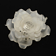 Cabochons de fleurs en acrylique de style givré avec strass acrylique et fond en fer ton platine FIND-R027-10A-1