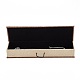 長方形の木製のネックレスボックス  黄麻布とベルベットと  キャメル  24.2x6.5x4.6cm OBOX-N013-04-3