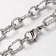 Unisex 304 Stainless Steel Textured Cable Chain Necklaces STAS-L127-01P-2