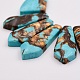 Assembled Bronzite and Synthetic Turquoise Beads Strands G-P297-K01-2