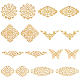 Sunnyclue 1 boîte 80 pièces 8 styles connecteurs en filigrane d'or pièces en filigrane en métal embellissements de fleurs de fer breloquese creux pour la fabrication de bijoux breloques débutants adulte bricolage artisanat accessoires de décoration de la maison IFIN-SC0001-44-1