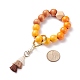Perles rondes et polygonales en bois naturel bracelets extensibles porte-clés KEYC-JKC00319-5