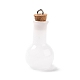 ガラスチャーム  木製のボトルストッパーとプラチナ合金ループ付き  球根形  ホワイト  34x18mm  穴：2mm GLAA-P053-01A-05-1