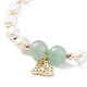 Natural Green Aventurine & Pearl Beaded Bracelet with Cubic Zirconia Heart Charm BJEW-JB08167-02-5