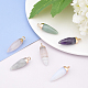 Top Golden Plated Natural & Synthetic Mixed Gemstone Pointed Pendants G-PH0001-05-4