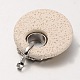 Platinum Plated Alloy Synthetic Lava Rock Flat Round Pendants G-O024-02I-2