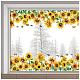 ポリ塩化ビニールの窓の静的なステッカー  長方形  窓の装飾用  花  380x1160mm AJEW-WH0385-0004-1