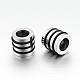 Nice Big Hole 304 Stainless Steel Wrapped Black Rubber Column Beads STAS-N066-07-1