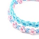 2 bracelet cordon tressé fleur de pêcher 2 couleurs BJEW-JB07610-03-4