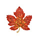 秋のカエデの葉ライトゴールド合金ラインストーンブローチピン  セーターコート用  ヒヤシンス  50x47mm PW-WG57699-01-1