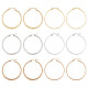 Pandahall 6 paia 6 orecchini a cerchio grandi appiattiti in acciaio al titanio stile 304 da donna STAS-TA0001-89-1