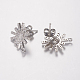 Brass Micro Pave Cubic Zirconia Stud Earring Findings ZIRC-G122-57P-RS-2