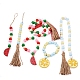 Crafans 6pcs 6 style bois & décoration pendentif perlé à franges HJEW-CF0001-15-2