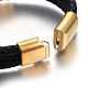 Bracelets multi-rangs avec cordon en cuir tressé BJEW-E352-39G-4