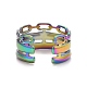 Ion Plating(IP) Rainbow Color 304 Stainless Steel Cable Chain Shape Open Cuff Ring for Women RJEW-C025-28M-3