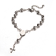 Pulseras de abalorios del rosario con la cruz X-BJEW-E282-03P-1