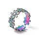 Placage ionique (ip) 304 anneau en acier inoxydable fleur wrap anneau de manchette ouvert pour les femmes RJEW-C045-17M-1