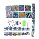 Kits de tapis de tasse en bois carré de peinture de diamant de thème d'animal marin de bricolage DIY-H163-04-2