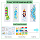 GORGECRAFT 4 Sets 4 Styles Cross Stitch Bookmark Kits DIY Embroidery Bookmark Easy Stamped Embroidery Bookmark for Beginners Youth Adults Sea Horse Penguin Dinosaur Butterfly Patterns DIY-FG0004-07-2