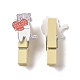 Cat with Heart Theme Wooden & Iron Clothes Pins AJEW-H137-03-2