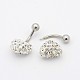 Fashionable 316L Stainless Steel Polymer Clay Rhinestone Heart Body Jewelry Eyebrow Rings/Nose Studs/Belly Rings AJEW-E011-05-4
