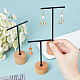 FINGERINSPIRE Black Metal 3 Pcs T Bar Earring Display Stand with Wooden Base Jewelry Holders Hanging Jewelry Organizer for Store Retail Photography Props【Black- Round Base EDIS-WH0016-02-3