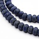 Frosted Natural Lapis Lazuli Rondelle Bead Strands G-L379-05-8x5mm-1
