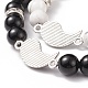 Ensemble de bracelets extensibles en perles d'agate noire naturelle (teinte) et de howlite BJEW-TA00163-6