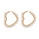 Boucles d'oreilles créoles coeur enroulé de fil de perles naturelles pour femmes EJEW-JE04796-02-1