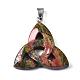 Triangle Natural & Synthetic Mixed Stone Pendants with Brass Clasps G-R220-09-3
