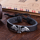 Adjustable Retro Maltese Cross and Wings Zinc Alloy and Leather Cord Unisex Bracelets BJEW-BB16029-10