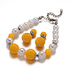 Perles de résine de fleurs et acrylique ronde bracelets de perles de perles et boucles d'oreilles SJEW-D048-02-1