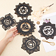 CHGCRAFT 5Styles 5.6-5.9Inch Flower Hollowed Out Wooden Bohemian Meditation Energy Symbol Pendants with Rope for Cup Mats Yoga Wall Art Hanging Decoration DJEW-WH0034-65A-3