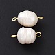 Grade B Natural Cultured Freshwater Pearl Connector Charms PALLOY-JF01496-02-3