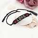 Graine de verre large bande avec mot amour coeur bracelet lien d'amitié pour les femmes BJEW-P269-12-1