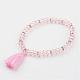 Glass Beads Stretch Charm Bracelets BJEW-JB03089-2