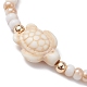 Bracelets de perles tressées en turquoise synthétique et verre tortue BJEW-JB09875-2