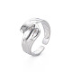304 anello per polsino aperto da donna a fascia larga irregolare in acciaio inossidabile RJEW-N038-049P-3