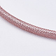 メッシュチューブ  プラスチックネット糸コードネックレス  真鍮カニカン付き  プラチナ  ピンク  18.8インチ（48cm）  3.5mm NJEW-F199-A10-2
