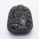 彫り加工天然石オブシディアンビッグサイズペンダントトップ  弁財天  52x38x16mm  穴：1.5mm G-E428-21-1