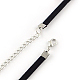 Faux colliers en daim cordon choker avec laiton de tonalité de platine pendentifs en strass et chaînes embouts de fer NJEW-R235-66-3