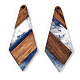 Grands pendentifs en résine transparente et bois de noyer RESI-ZX017-69-3