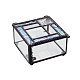 ブリキのジュエリーボックス  ガラスと  正方形  コーンフラワーブルー  9x8x5cm OBOX-WH0007-08-1