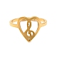 イオンプレーティング(ip) 音符の指輪が付いたステンレス製のハート201個  女性のためのバレンタインデージュエリー  ゴールドカラー  usサイズ6（16.5mm） RJEW-G266-01G-1